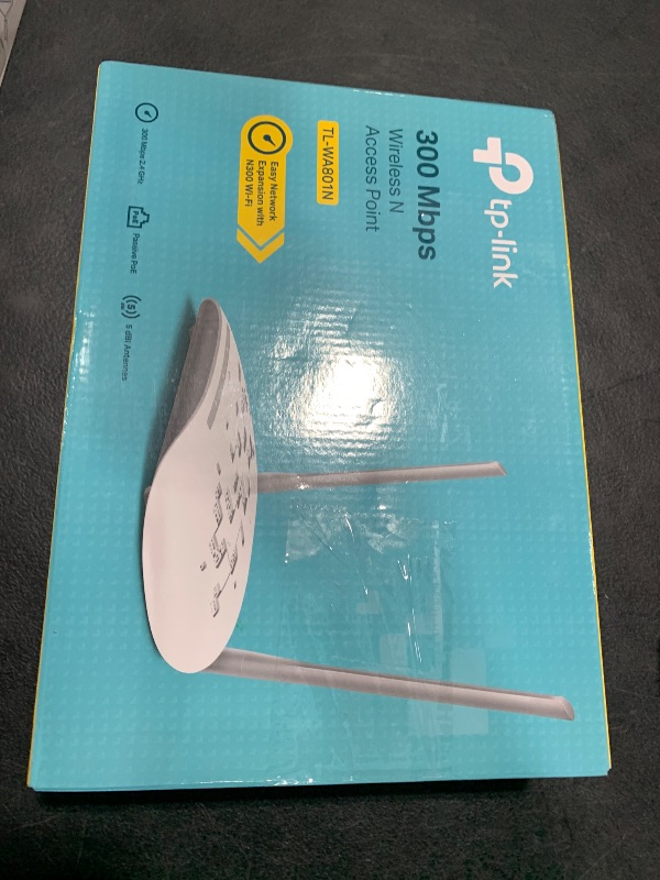 Photo 1 of TP-Link WiFi Access Point TL-WA801N, 2.4Ghz 300Mbps, Supports Multi-SSID/Client/Bridge/Range Extender, 2 Fixed Antennas, Passive PoE Injector Included