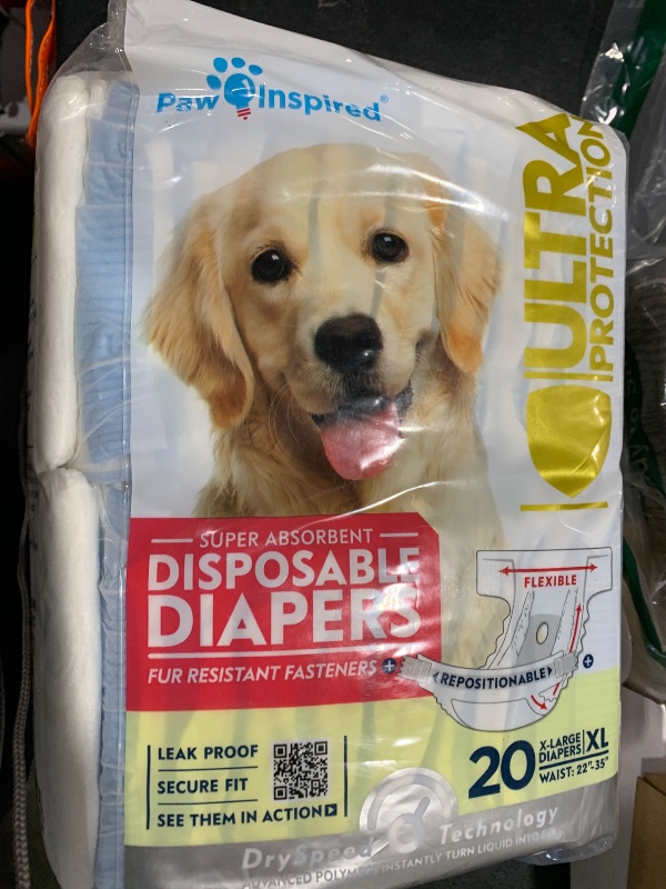 Photo 1 of Paw Inspired 20ct Disposable Dog Diapers | Female Dog Diapers Ultra Protection | Diapers for Dogs in Heat, Excitable Urination, or Incontinence (X-Large)