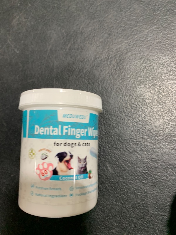 Photo 1 of MEDUWEDU Dental Care Finger Wipes 60 Counts,Teeth Cleaning Finger Wipes for Dogs & Cats,Reduces Plaque & Supports Oral Freshness, Coconut Scent