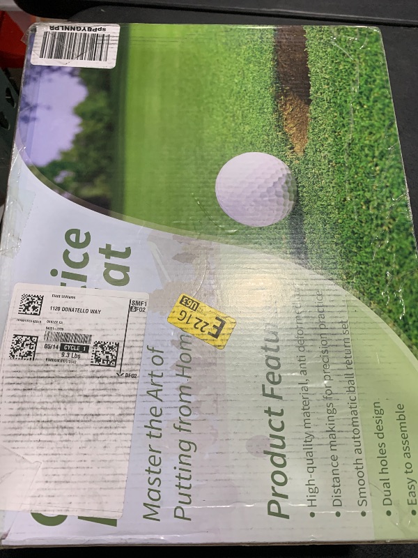 Photo 1 of Putting Green Indoor Outdoor Golf Putting Mat with Automatic Ball Return, 9.84FT Golf Practice Mat with 3 Golf Ball, Putter Ball Golf Game Gifts for Home, Office, or Backyard