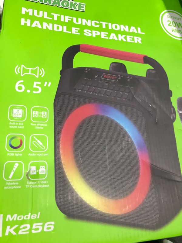 Photo 1 of Karaoke Machine,Karaoke Machine for Adults & Kids,Karaoke Speaker with 2 Wireless Microphones,Portable Bluetooth Karaoke Speaker Supports TWS/REC/AUX/USB/TF for Party