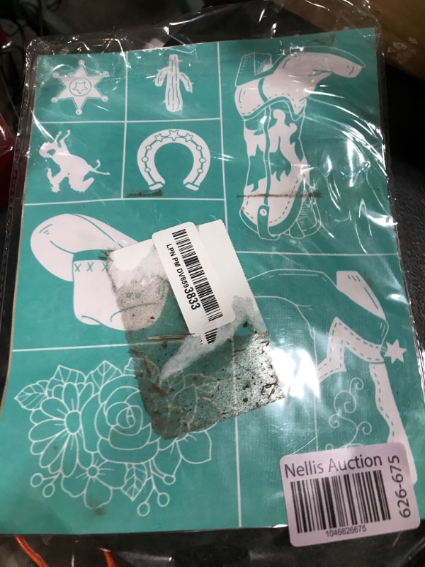 Photo 1 of OLYCRAFT 2pcs 8.6x11 Inch Self-Adhesive Silk Screen Printing Stencils Western Cowboy Boots Silkscreen Stencils Reusable Hat Horse Mesh Transfer Stencil for Painting on Wood T-shirts Bags