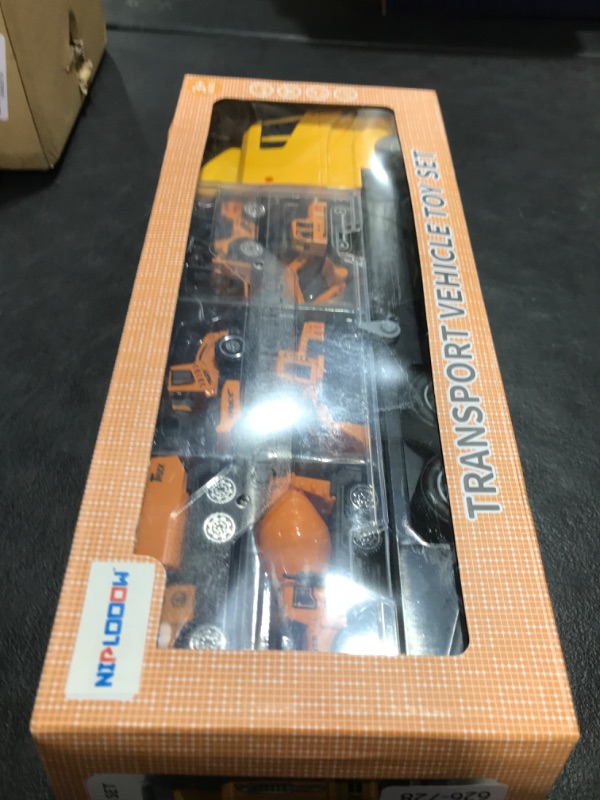 Photo 1 of NIPLOOOW Toddler Boys Construction Truck Vehicle Toy Set with Play Mat, Die-Cast Toy Car Carrier Truck for Kids, Birthday Gifts for 3-8+ Year Olds