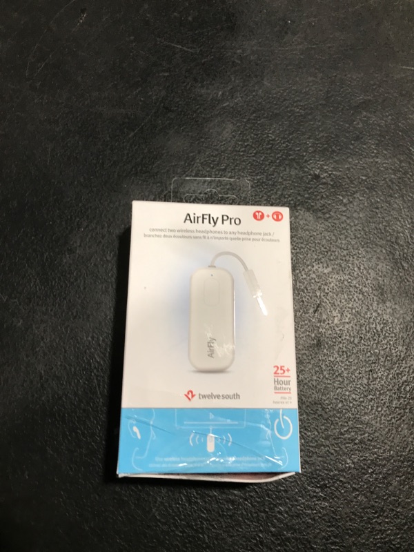 Photo 1 of Twelve South AirFly Pro | Bluetooth Wireless Transmitter/Receiver Adapter for 2 Headphones, Audio Sharing, Compatible with 3.5mm aux Jack for Airplanes, TV, Gym, Stereo, and Travel, 25+ Hr Battery
