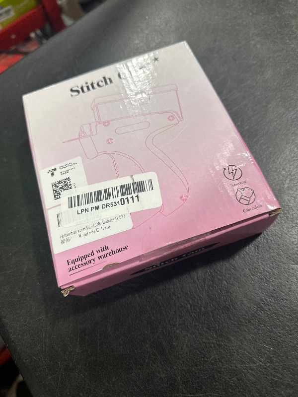 Photo 1 of clothes stitch gun tagging gun for clothing for clothes?Single needle mini clothing embroidery sewing gun?the stitchy quick stitch sewing gun for clothes ?6-pin label gun and 2000 fasteners?Pink?