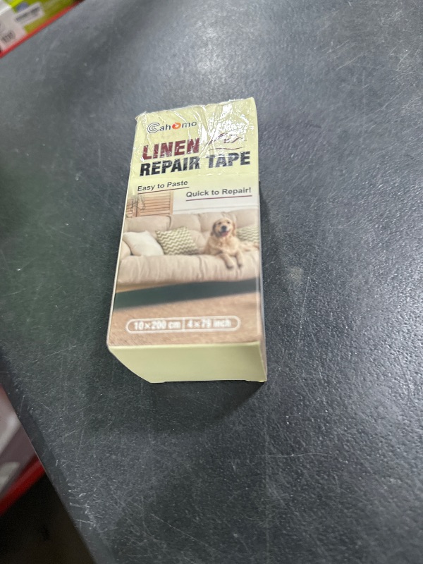 Photo 1 of Linen Repair Tape 4x79 inch, Self Adhesive Fabric Patches, Linen Patch Tape Kit, Fabric Repair Tape for Couch Sofas, Headboards, Chairs, Pillows, Curtains, Couches - Dark Beige