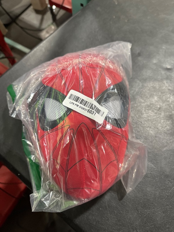 Photo 1 of DCKENGO Spider Hero Mask with Moving Eyes, Ring Remote Control Movable Mechanical Eye and LED Lights, Realistic Spiderhero Man Mask Costume for Cosplay (Red with Remote)