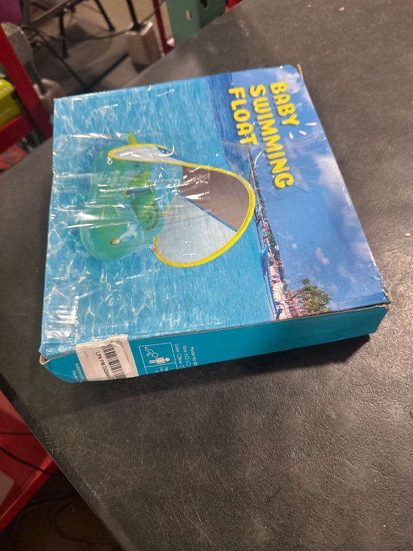 Photo 1 of No Flip Over Baby Pool Float with Canopy UPF50+ Sun Protection, Inflatable Baby Float with Sponge Safety Support Bottom