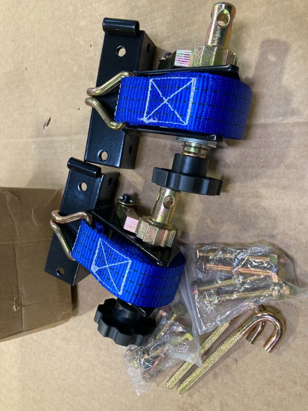 Photo 1 of Ladder Rack Straps, W/J-Hook (2PCS), 1.4" Black Square Tube Mount, 1.5" Wide x 7.5' Long, Blue Ladder Rack Ratchet Straps, 500 lbs Load Heavy Duty, Truck/Lumber Rack Straps, Pipe/Roof Rack Strap