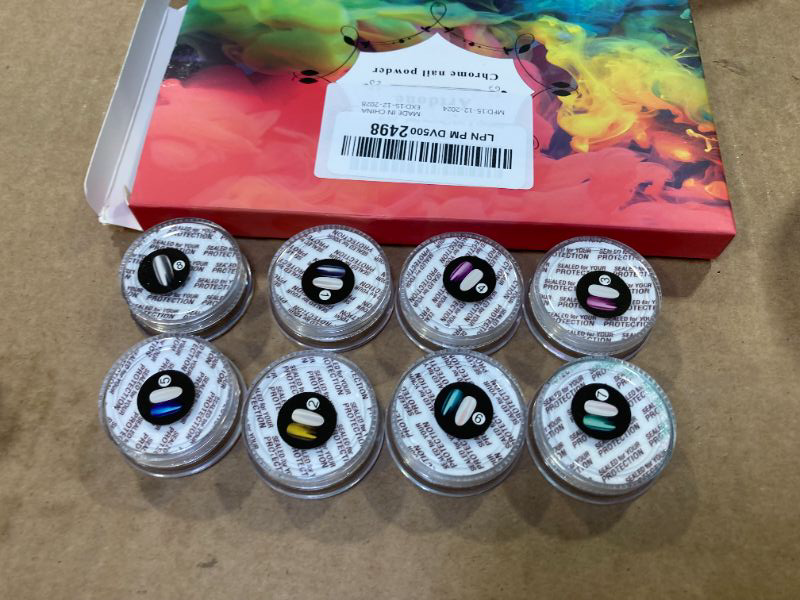 Photo 1 of Artdone 8 Jars Chrome Nail Powder Magic White Pearl Kit Mirror Effect Silver Metallic Holographic Dip Nail Powder For Resin Craft & Nail Art Fimo, Decoration Iridescent Aurora Mermaid Pigment