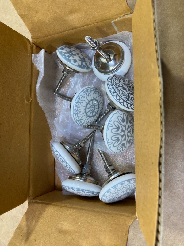 Photo 1 of 8pcs----Royal Kraft Vintage Grey Painted Ceramic Pull Knobs for Kitchen Cabinet, Door & Drawer, Wardrobe, Cupboard  Sknob014