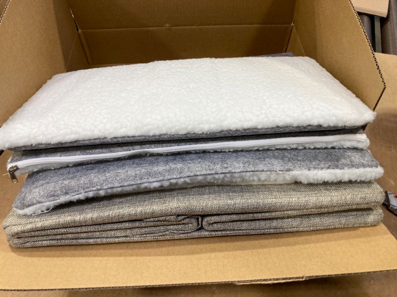 Photo 1 of Bedsure Cat Beds for Indoor Cats - Large Cat Cave for Pet Cat House with Fluffy Ball Hanging and Scratch Pad, Foldable Cat Hideaway,16.5x16.5x13 inches, Grey8

