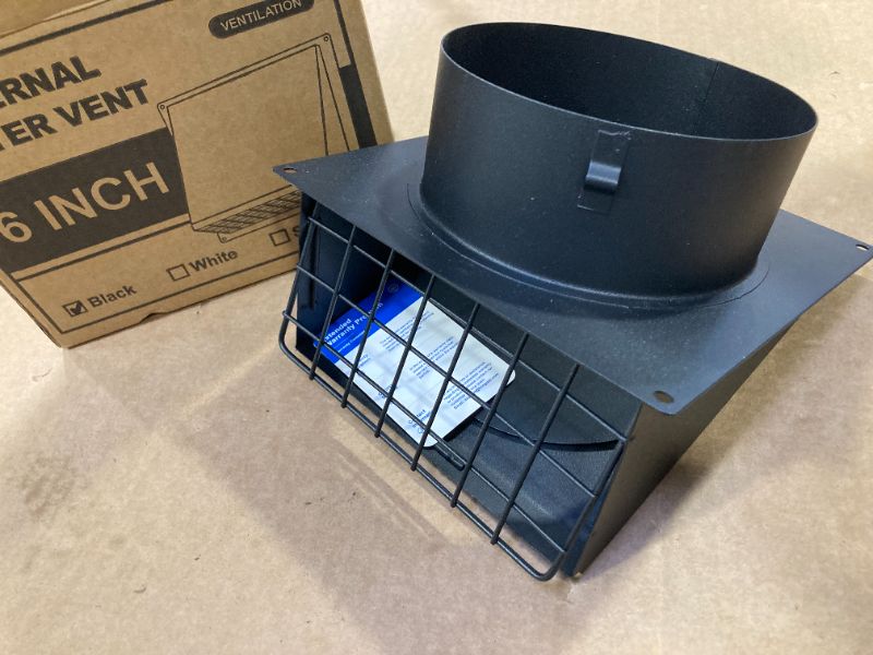 Photo 1 of Hon&Guan Dryer Vent Cover Outside with Removable Mesh, Wall Mount Extractor Vent with Rubber Cushioned Non-Return Flap, Stainless Steel Outside Dryer Vent Cover for House (Black, 6 Inch)
