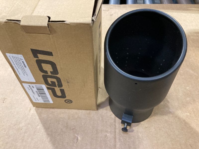 Photo 1 of LCGP Adjustable 2.5"-3" Inlet Exhaust Tip 2.5"-3" x 4.5" x 7" Bolt-On Design Solid Mounting Black Powder Coated Finish Stainless Steel Exhaust Tip