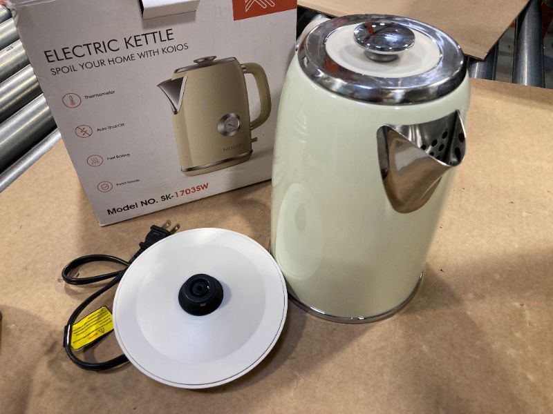 Photo 1 of Electric Kettle 1.8L with Temperature Gauge, 1500W Fast Boiling Electric Tea Kettle, 100% Stainless Steel Retro-Style Hot Water Kettle Electric - Glowing LED Light, Auto Shut-Off & Boil-Dry Protection