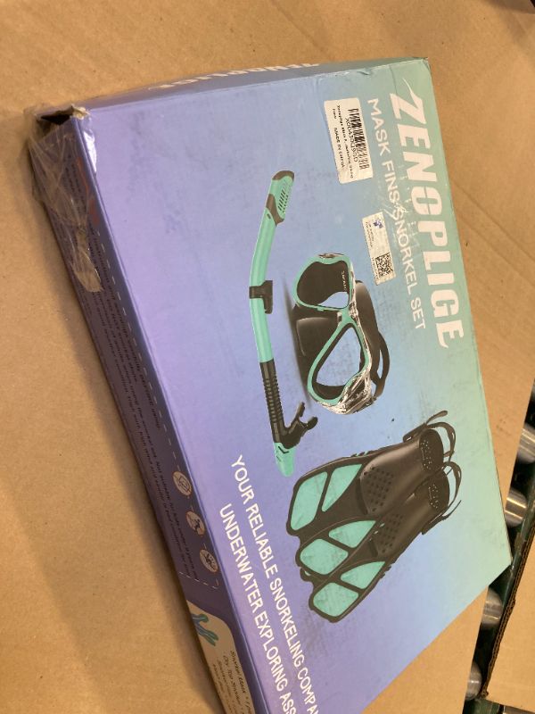 Photo 1 of s/m--Zenoplige Mask Fins Snorkel Set, Snorkeling Gear for Adults, Panoramic View Snorkel Mask Anti-Fog, Adjustable Dive Flippers, Dry Top Snorkel and Travel Bag, Scuba Gear for Swimming Snorkeling Diving