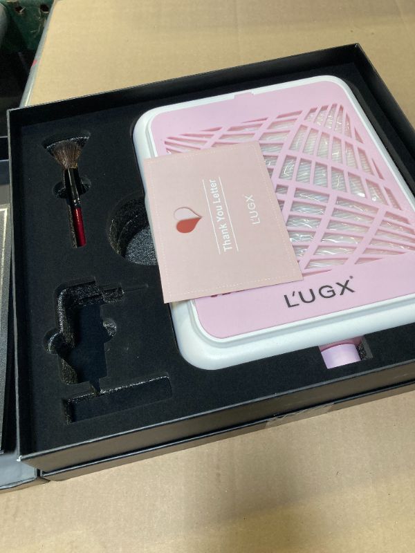 Photo 1 of L'UGX Rechargeable Nail Dust Collector with 2 Reusable Filter, Professional Nail Vacuum Dust Collector Nail Tech Fan Extractor Powerful Suction Machine for Acrylic Nail Polishing,Pink