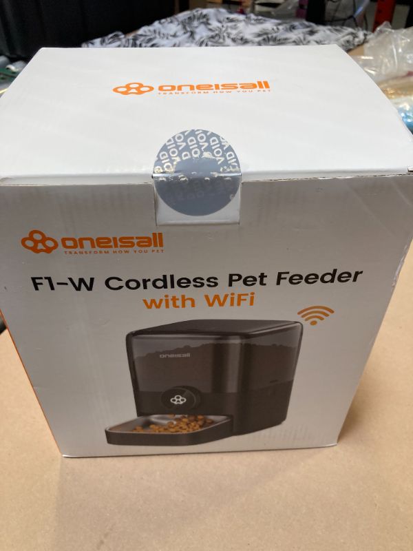 Photo 1 of Oneisall Cordless WiFi Automatic Cat Feeder, Rechargeable 100-Day Battery Operated Pet Feeder, 12 Cups/3L Timed Cat Food Dispenser for Large Kibble, Smart App Control (Black)