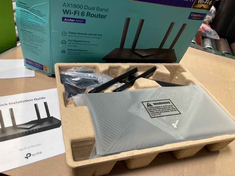 Photo 1 of TP-Link AX1800 WiFi 6 Router V4 (Archer AX21) – Dual Band Wireless Internet, Gigabit, Easy Mesh, Works with Alexa - A Certified for Humans Device