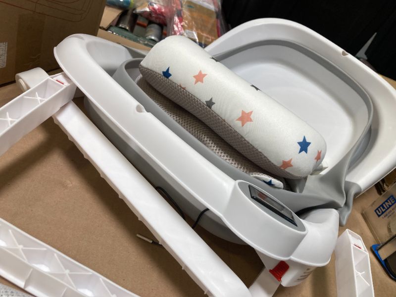 Photo 1 of napei Collapsible Baby Bathtub,Baby Bath Tub with Soft Cushion & Thermometer,Baby Bathtub Newborn to Toddler 0-36 Months,Portable Travel Baby Tub