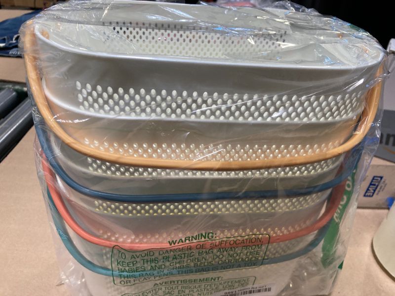 Photo 1 of AVLA 4 Pack Portable Shower Caddy Basket, Plastic Storage Baskets with Handles, Drainage Toiletry Organizer Bin, Dorm Shower Tote Bag for Bathroom, Kitchen, Closet, Bedroom, College, Gym, Camp