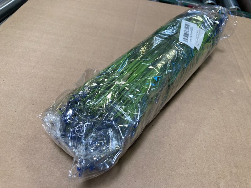 Photo 1 of 12 Bundles Artificial Plants Outdoor Fake Monkey Grass with Flowers for Pot UV Resistant Plant Decor for Window Garden Patio Hanging Planter Pathway Front Porch (Grass with Flowers)