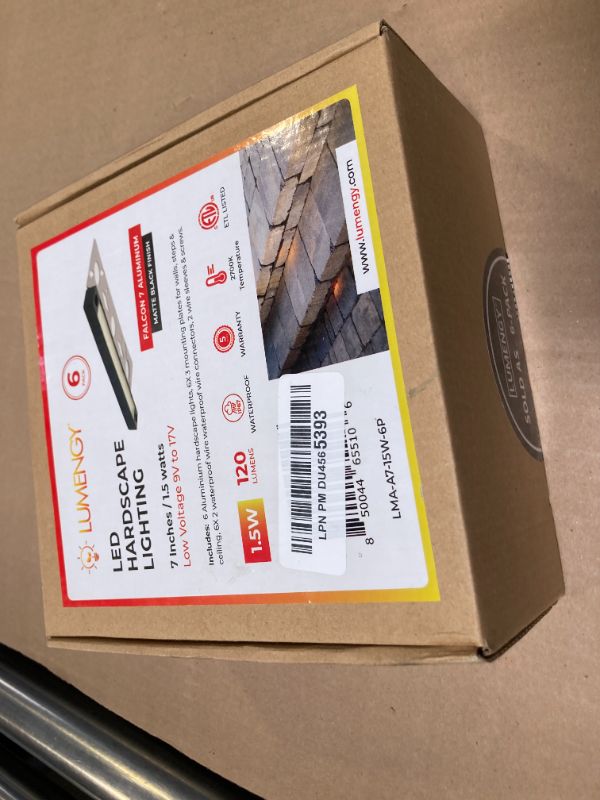 Photo 1 of LUMENGY 7-inch 1.5w Super Slim LED Hardscape Light, 3 Mounting Plates for Paver Steps, Walls, Decks and Ceiling, 2700K, No Visiable Screws, Aluminum Black, Easy Installation, 50K Lifespan (6-Pack)