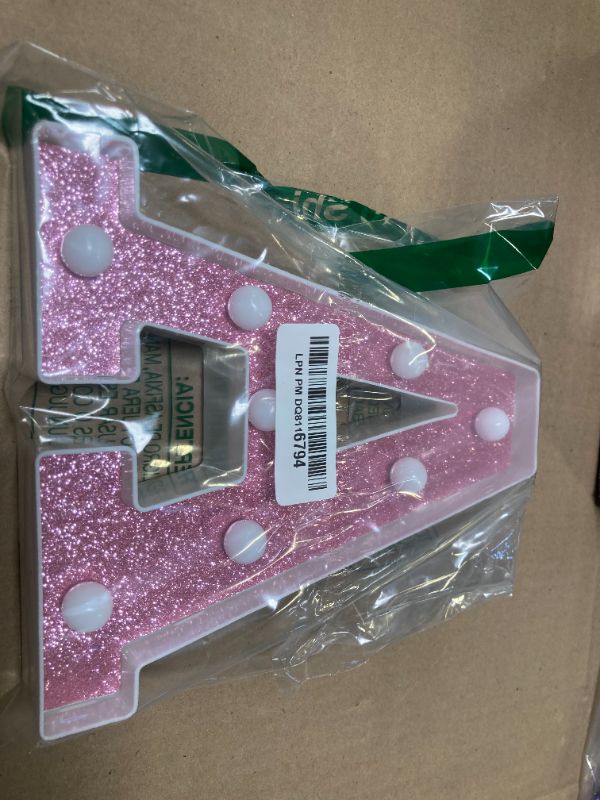 Photo 1 of Led Marquee Letters, Pink Glitter Light Up Letters, Small Led Letter Lights, Battery Powered Lighted Letter for Party, Table, Birthday Decor (A)