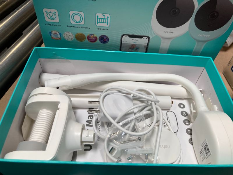 Photo 1 of NETVUE Peekababy Baby Camera Monitor, Wireless Baby Monitor with Camera & Audio, 4-in-1 Crib Mount, Smart App, Sleep Analysis & Two-Way Talk (White)