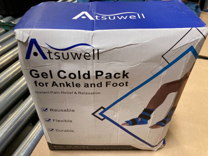 Photo 1 of Atsuwell Ankle Ice Pack Wrap 2 Pack, Reusable Ice Packs Ankle Cold Compression, Soft Plush Lining Gel Cold Pack for Foot, Flexible Heel Ice Pack for Men Women