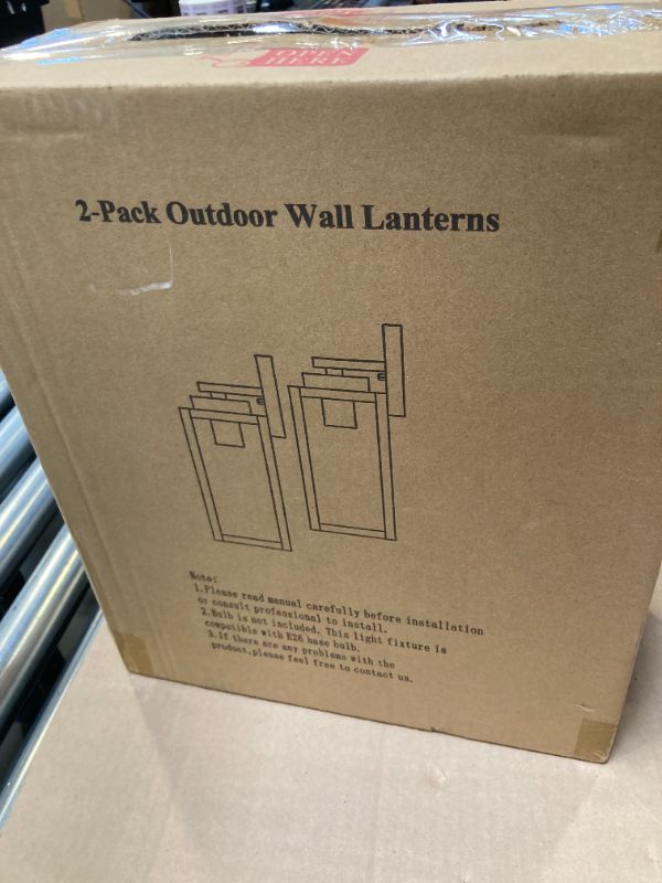 Photo 1 of Outdoor Wall Light Fixtures, Exterior Waterproof Lanterns, Porch Sconces Wall Mounted Lighting with E26 Sockets & Glass Shades, Modern Matte Black Wall Lamps for Patio Front Door Entryway, 2-Pack