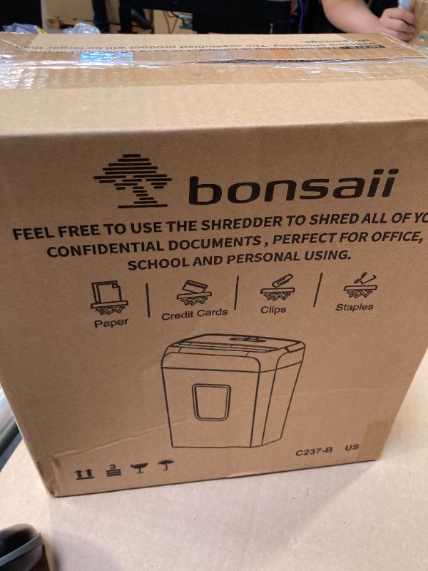Photo 1 of Bonsaii Paper Shredder for Home Use, 3.4 Gal Wastebasket, 6 Sheet Crosscut Paper Credit Cards, Staples, and Clips Shredder for Home Office Use, Portable Handle Design (C237-B New Version)