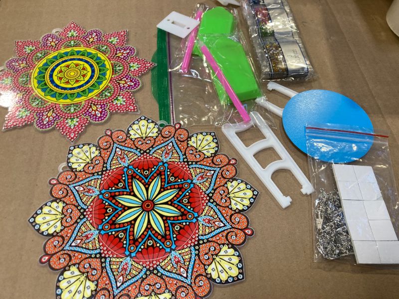 Photo 1 of Weysat 2 Pack DIY Diamond Painting Mirror Set 5D Mandala Crystal Diamond Mirror Gift Special Shaped Art Rhinestone Makeup Mirror for Adults Beginner Arts Crafts Kit Birthday Gift Home Decor