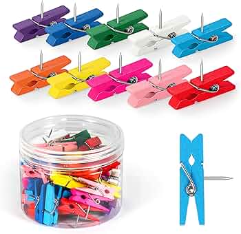 Photo 1 of GOOLADA Wooden Push Pins with Clips 50pcs Brown Push Pins for Bulletin Board Cute Cork Board Pins Fun Thumb Tacks Pushpins for Wall for Teachers in Classroom School Offices Supplies Decor Accessories