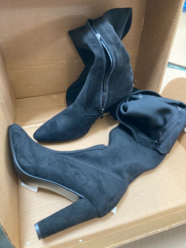 Photo 1 of Shoe'N Tale Women Stretch Suede Chunky Heel Over The Knee Boots Thigh High for Women (SIZE 41 Suede Black)