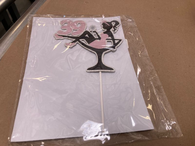 Photo 1 of Sitting Girl Cake Topper Picks for Girl Lady 39th Birthday Makeup Spa Theme Party Decoration Supplies 39 Silhouette High Heeled Girl Cake Decor Rose Gold Glitter