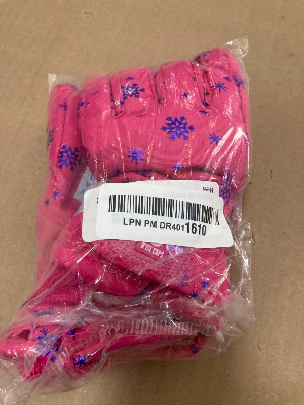 Photo 1 of N'Ice Caps Kids Waterproof Winter Thinsulate Warm Gloves (Fuchsia Snowflakes, 5-6 Years)