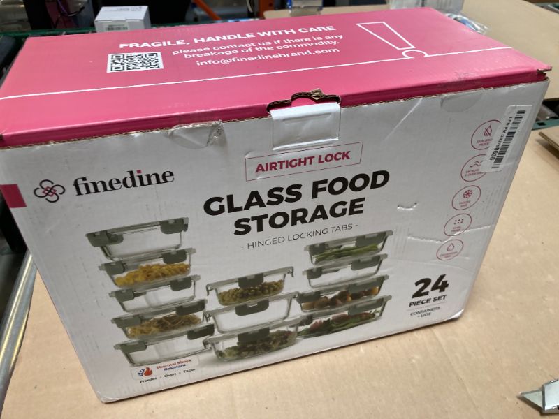 Photo 1 of FineDine 24 Piece Glass Storage Containers with Lids - Airtight, Leak Proof, Dishwasher Safe, Glass Tupper Ware Sets with Lids, Food Storage Containers, Meal Prep Containers, Gray