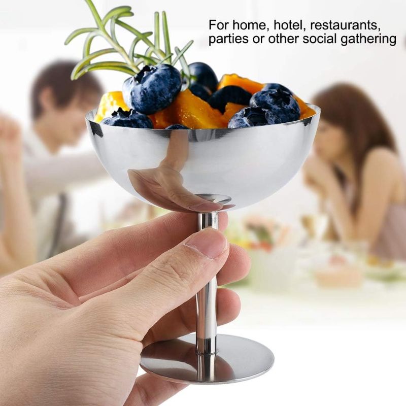 Photo 1 of Hapivida Ice Cream Cup,1Pcs Stainless Steel Serving Dessert Bowls Cups Sauce Bowls Mini Round Footed Yogurt Snack Candy Cups for Salad Fruit Pudding Christmas Party
