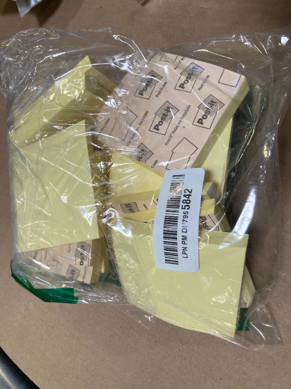 Photo 1 of Post-it Notes, 3 in x 3 in, 18 Sticky Notes Pads, 100 Sheets per Pad, The Iconic Canary Yellow Note, School Supplies and O?ce Products