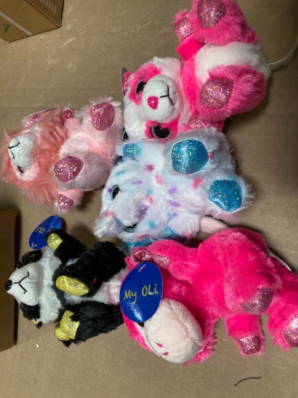 Photo 1 of 5PCS ONLY---My OLi 5" Plush Toys Set Stuffed Animals Bundle of Zoo Animal Toys Lion/Monkey/Elephant/Pink Bear/Purple Bear/Panda Stuffed Animal 