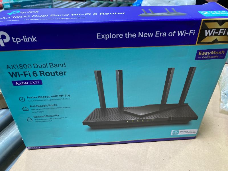 Photo 1 of TP-Link AX1800 WiFi 6 Router V4 (Archer AX21) – Dual Band Wireless Internet, Gigabit, Easy Mesh, Works with Alexa - A Certified for Humans Device