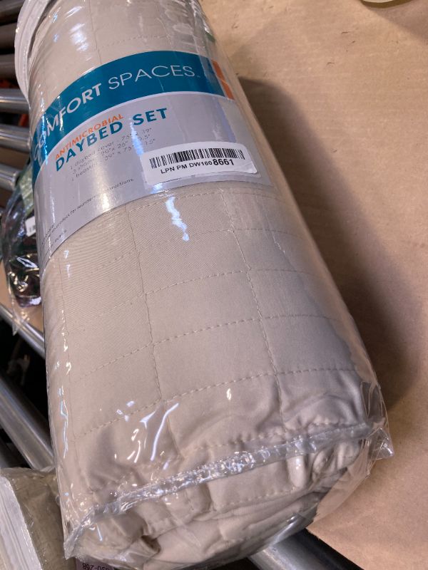 Photo 1 of Comfort Spaces Daybed Cover - Luxe Double Sided-Quilting, All Season Cozy Bedding with Bedskirt, Matching Shams, Kienna Ivory 75"x39" 5 Piece