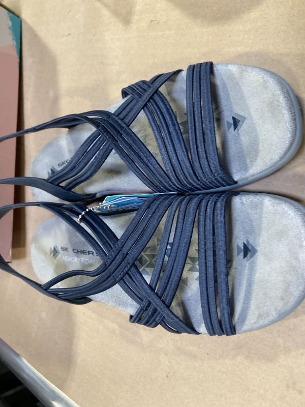 Photo 1 of Skechers Women's Reggae Slim-Simply Stretch Sport Sandal, Navy, 7