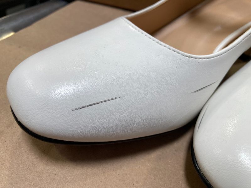 Photo 1 of IDIFU White Mary Jane Shoes Women's Closed Round Toe Low Short Small Heels Heeled Dress Shoes for Bride Bridesmaid Wedding Bridal Comfortable Trendy Elegant Pumps with Round Buckle(White Pu, 10)