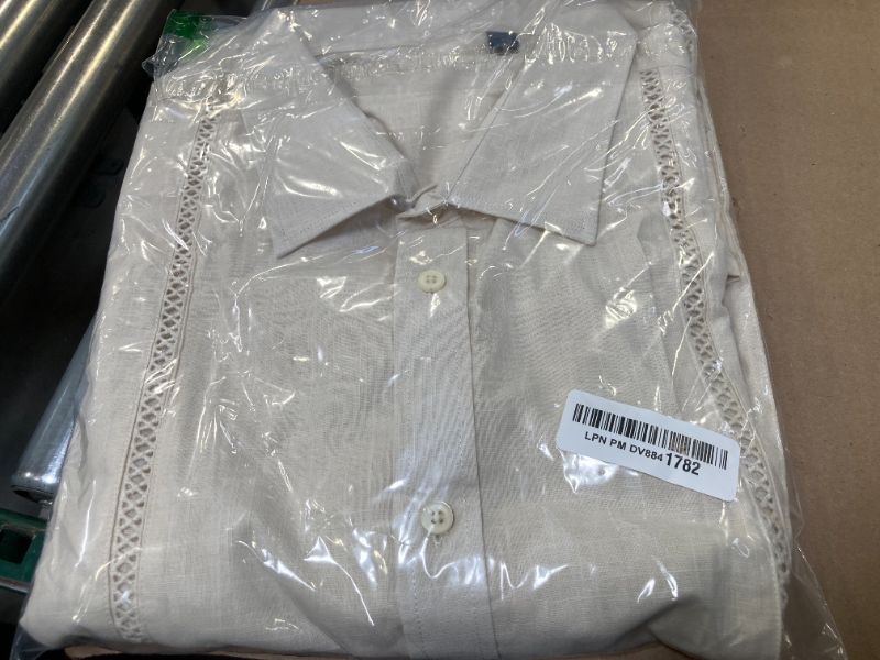 Photo 1 of 4xl--Alimens & Gentle Men's Cuban Guayabera Shirts Cotton Linen Short Sleeve Button Down Shirts Casual Summer Beach Camp Shirt Creamy White
