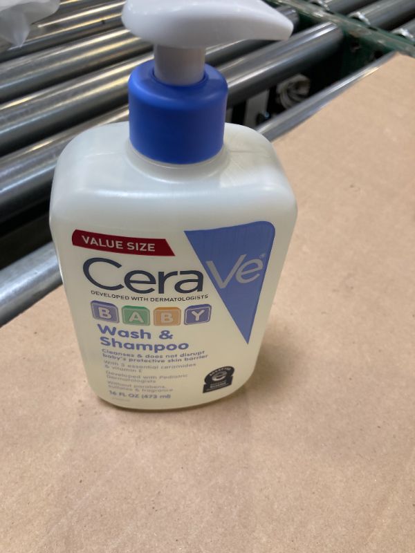 Photo 1 of CeraVe Baby Wash & Shampoo, 2-in-1 Tear-Free for Skin Hair Fragrance, Paraben, Dye, Phthalates Sulfate Free Bath, Soap with Vitamin E 16 Ounce
