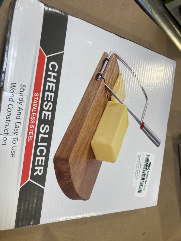 Photo 1 of Wooden Cheese Slicer Cutter, Heavy Duty Cheese Cutter Board with Stainless Steel Blade for Block Cheese, Guillotine Sausage Ham Biltong Jerky Multipurpose Slicer