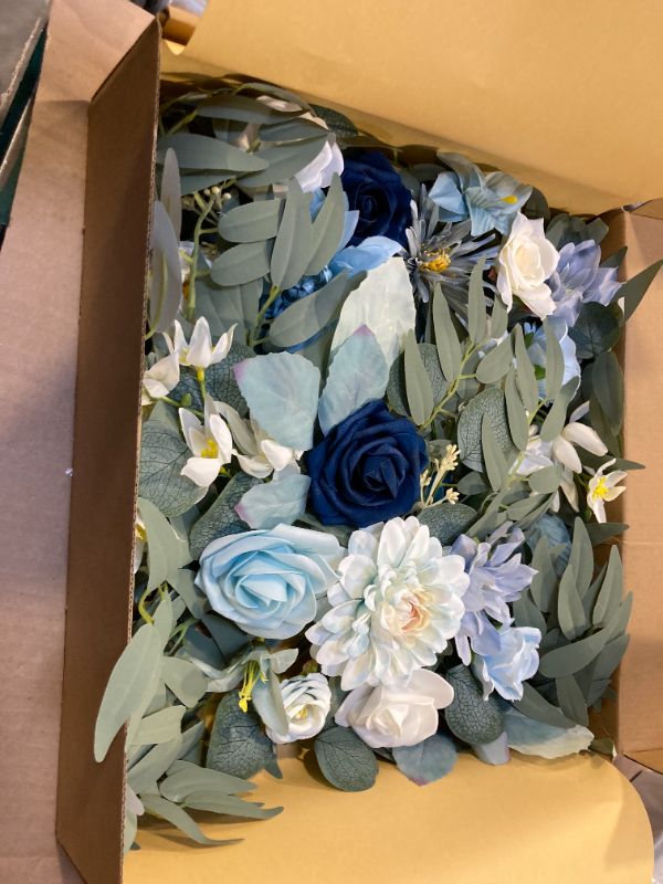 Photo 1 of WEIERYUE Artificial Wedding Arch Flowers Kit(Pack of 2) for Wedding Arch, Bridal Shower, Ceremony and Reception Backdrop Decoration (Blue Inspiration)