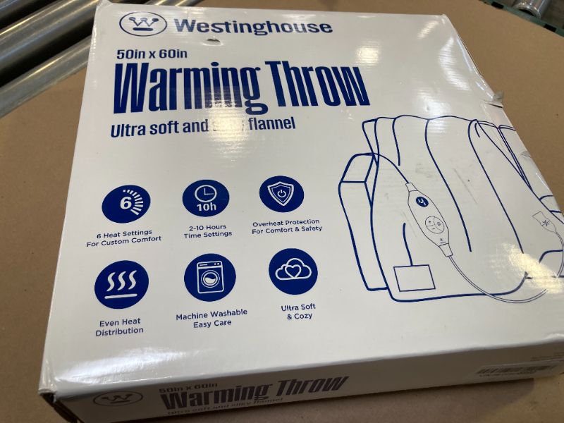 Photo 1 of Westinghouse Electric Blanket Heated Throw, Super Cozy Soft Flannel 50" x 60" Heated Throw with 6 Fast Heating Levels & 2-10 Auto-Off, Machine Washable, ETL&FCC Certification, Navy Blue